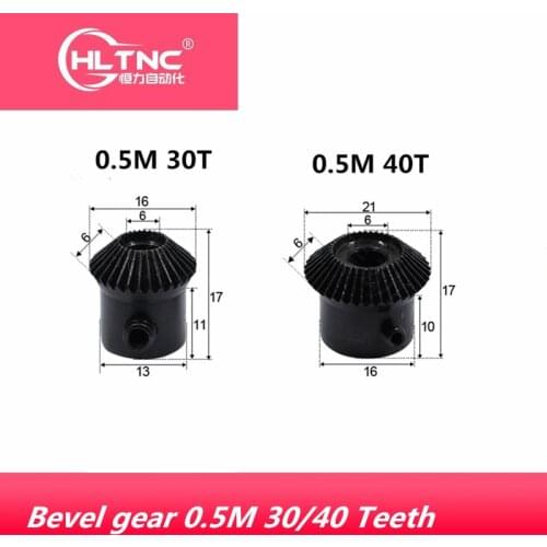 1pcs Bevel gear 0.5M 30/40 Teeth inner bore 6mm gear 90 degrees Transmission gear DIY carbon steel cnc machine