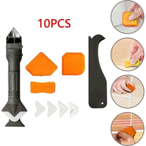 10pcs/set 3 In 1 Silicone Remover Sealant Smooth Scraper Caulk Finisher Grout Kit Tools Floor Caulk Removal Hand Tools