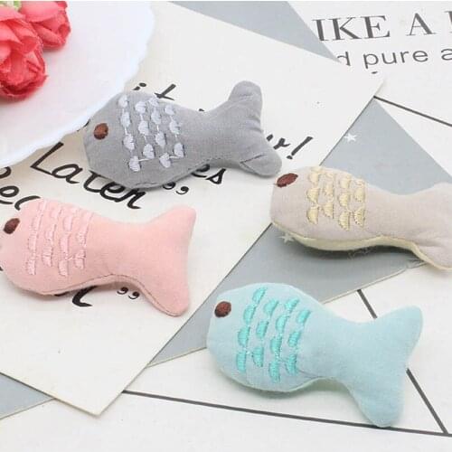 10pcs/lot Cartoon Fabric Fish Patches DIY Cotton-filled Embroidery Thread Fish Accessories Childrens Headwear Clothing Supplies