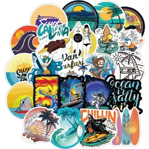 100PCS Outdoor Adventure Summer Surf Beach Stickers For Car Styling Motorcycle Phone Laptop Travel Luggage DIY TOY Sticker F3