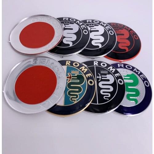 2pcs 74mm 7.4cm ALFA ROMEO Mito for 147 156 159 166 Giulietta Spider GT Car Front Rear emblem Trunk Badge sticker Decals styling