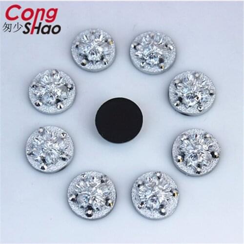 Cong Shao 200Pcs 11mm silvery Color flatback Resin Round Rhinestone applique stones and crystals DIY Wedding Dress Button CS252A