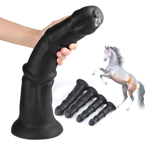 2020 New Black Big Horse Dildo Anal Plug Butt Plug Huge Dildos Silicone Big Dick Toy Anal Dilator Penis Sextoys Adults For Women