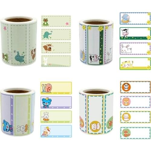 300 Sticker /Roll 4 Styles Children Kids Name Stickers Daycare Lables Bottle Sticker for Family Kindergarten School Kids Sticker