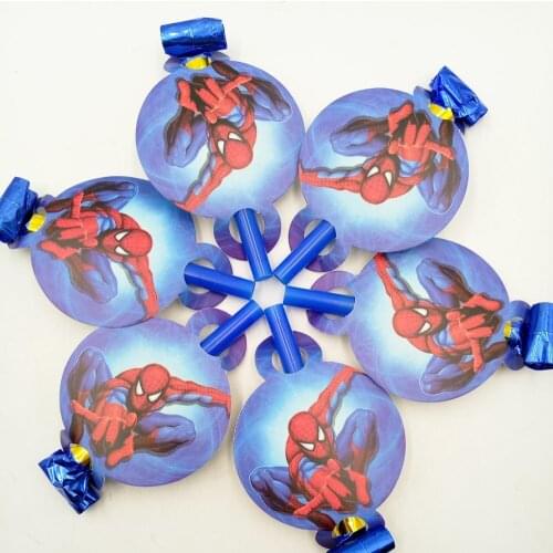 6pcs/lot Boys Spiderman Party Supplies Blowout For Kids Birthday Celebration Party Noise Maker Spiderman party