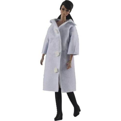 Cosplay 1:6 BJD Dolls Accessories Fashion Long White Winter Parka Handbag Outfits for Barbie Clothes Coat Jacket Dress Kid Toys