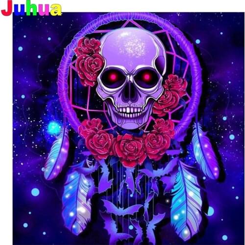 Skull 5d Diy diamond painting full drill feather diamond embroidery mosaic painting diamond stitch home decor Halloween gift