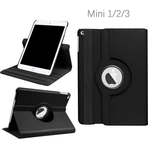 Stand Case For ipad mini 1 2 3 360 Rotating Stand Flip Full Protective Cover For mini 2 Tablet Wake Smart Cover Assorted Color
