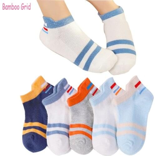 1-12 Year Kids Socks Summer Korean Fashion Mesh style Cotton Stripe Boy & Girls Socks Boat Socks