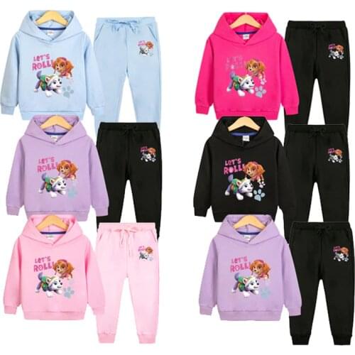 Paw Patrol Children Hooded Sweater Suit Pants 2021 Autumn Winter New Children Clothing New Boys and Girls Baby Two-piece Suit