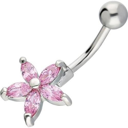 Getss Prg102A Flower Model Steel Navel Piercing