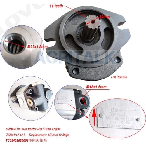 The hydraulic steering pump for Lovol tractor, part number: TC03402020001