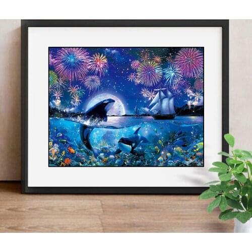 Hucan Diamond Painting Fireworks Pattern 5D Full Square Diamond Embroidery Rhinestones Home Decor Needlework Unfinished Crafts