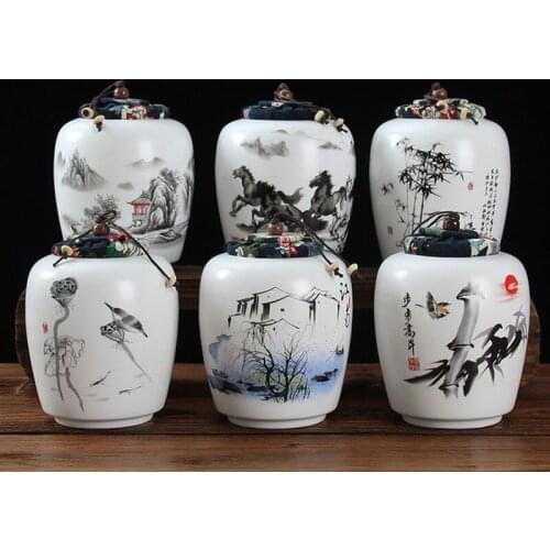 Chinese Style Ceramic Matt Tea Canister Cork Sealed Storage Tea Box Tea Caddy Pu'er Teaware Jar Container Kitchen Accessories