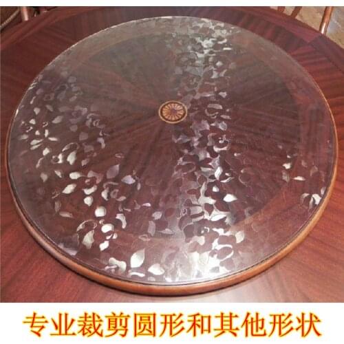 Cutting circle soft glass transparent dining table cloth table mats scrub pvc crystal plate tablecloth