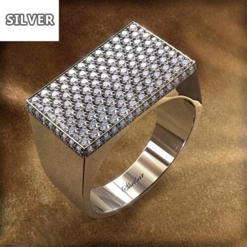 Best Selling Cross-border New European and American Gold-plated Micro-inlaid Zircon Rings Hip Hop Diamond Mens Rings