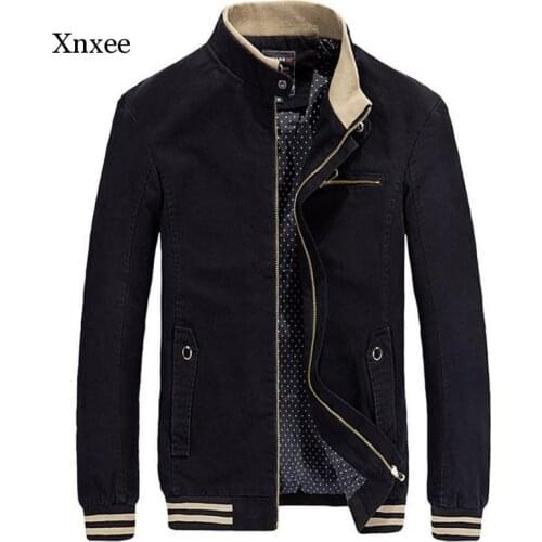 Mens Pure Cotton Business Casual Jacket Men Spring Autumn Slim Fit Coat Male Bomber Jackets with Zipper Pocket