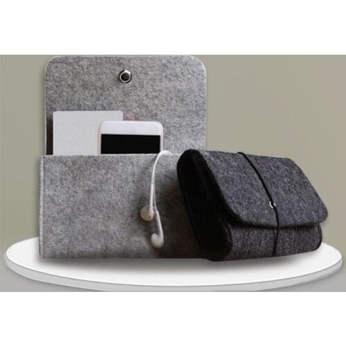 Soft Felt Protective Sleeve Storage Bag Pouch for Charger Mouse Power Adapter