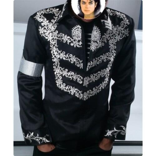 Custom Made New M J Professional MICHAEL Cosplay JACKSON Costume This is it Black Jacket Diamond Shirt