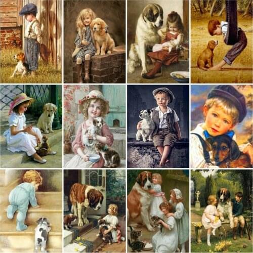 HUACAN Coloring By Numbers Animal Unique Gift Hand Painted DIY Frame Wall Art Painting By Numbers Dog Decoration