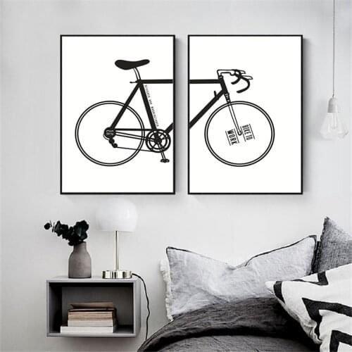 Black Bicycle Wall Decor Art, Minimalistic Painting Canvas Prints,Simple Fashion Canvas Painting Posters Prints Modern Wall Art