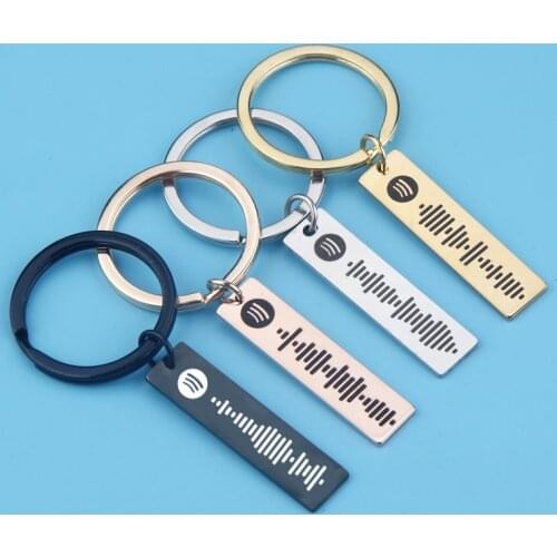 Personalized Music Spotify Scan Code Keychain Pendant Custom Stainless Steel Keyring for Couples Favorite Song Keychain