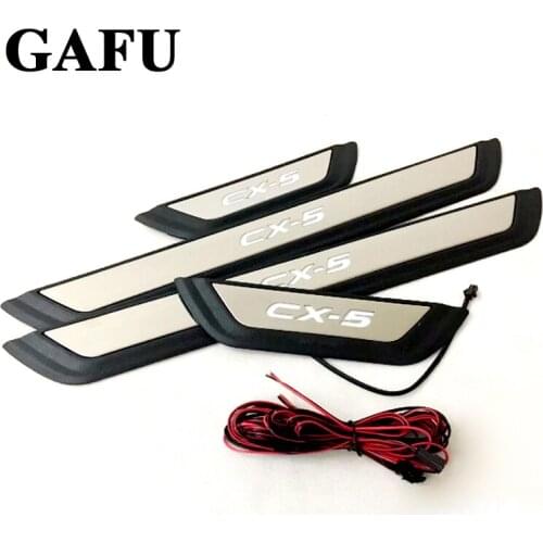 FIT For Mazda CX-5 Cx5 2018 2017 LED LIGHT Door Sill Scuff Plate Welcome Pedal Stainless Steel Car-Styling Car Accessories