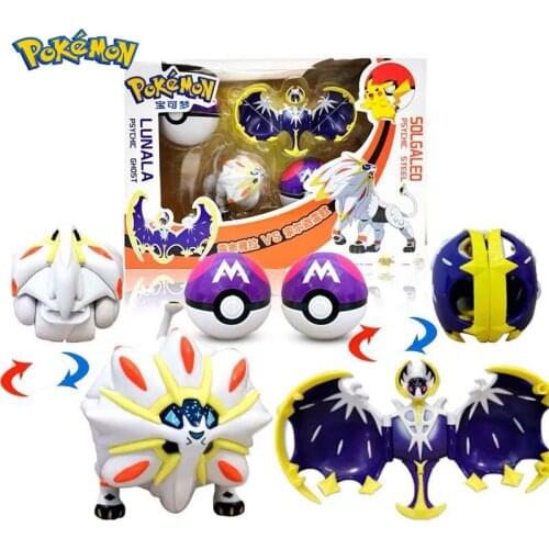 Genuine Pokemon Ball Deformation Robot Toys Pikachu and Solgaleo and Lunala give children birthday gifts