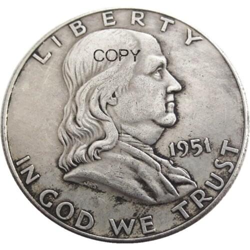 US 1951 P/S/D Franklin Half Dollar Silver Plated Copy Coins
