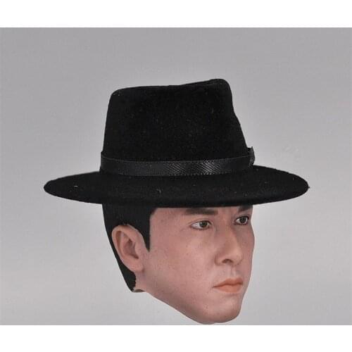 In Stock For Sale 1/6th Trendy Old Black Round Hat Secret Agent Western Cowboy Hat For Usual 12 inch Accessories