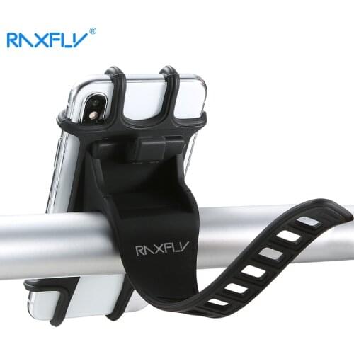 RAXFLY Silicone Bike Phone Holder Stand For iPhone 11 Pro Max Samsung 6.5 inch Bicycle Clip Motorcycle Handlebar Mount Bracket