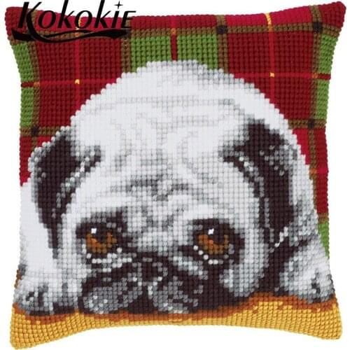 Embroidered mats material for handicraft throw pillow cross stitch set sales embroider needlework kits cartoon print pillowcase