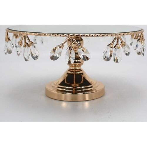 High-End crystal Mirror Wedding Dessert Table Cake Dish Gold Cake Stand Gold Dessert Rack Cake Shows Tray