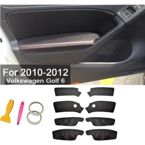 Microfiber Front / Rear Door Panels Armrest Leather Protective Cover For Volkswagen Golf 6 with Mount Fittings car interior