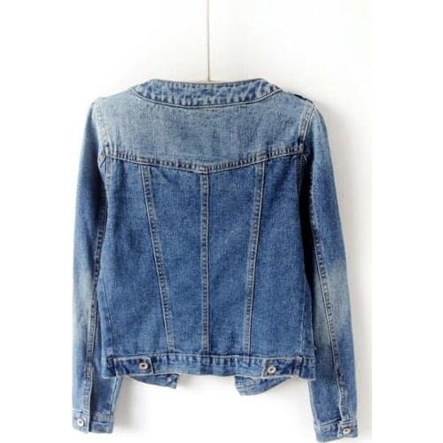 Spring New Women Short Jean Coat O Neck Vintage Single Breasted Washed Denim Jacket Plus Size 6XL Female Slim Fit Casual Jackets