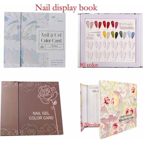 120 / 80 Colors Nail Tips Display Book DIY Quadrada Stiletto Gel Polish Nail Art Showing Shelf Salon Tools With False Tips