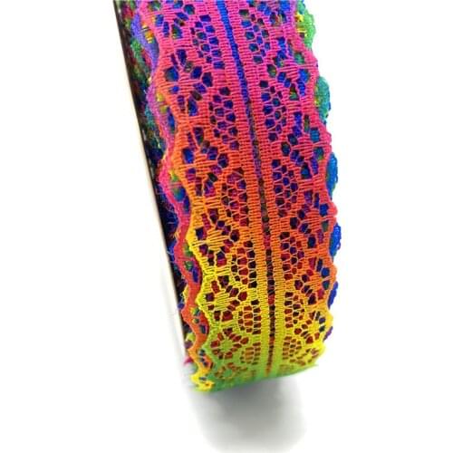 5Yards 28mm Double color Wide Bilateral Handicrafts Embroidered Net Lace Trim Ribbon Wedding Birthday Christmas Decorations #04