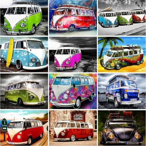 5D Diamond Painting Cartoon Full Square Round Drill Kit City Landscape Bead Embroidery Diamond Art Car Cross Stitch Home Decor