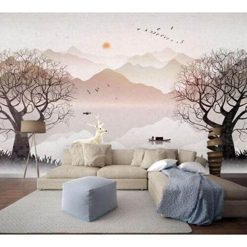 8d Large Papel Murals Trees Deer 3d Nature Wallpaper Mural for Living Room Sofa Background 3d Wall Mural Wall paper