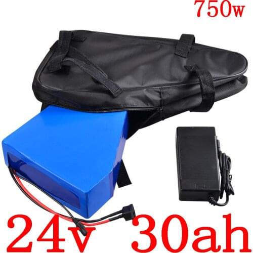 24V Triangle lithium battery 34v 30ah electric bicycle battery 24V 30AH ebike battery with 30A BMS and 29.4V 3A charger+free bag