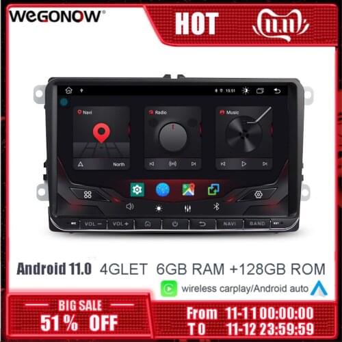 DSP 9'' Android 10.0 4G 128G Car Player GPS WIFI Bluetooth Radio For VW Golf mk6 Polo Jetta Tiguan Passat B6 5 cc skoda octavia