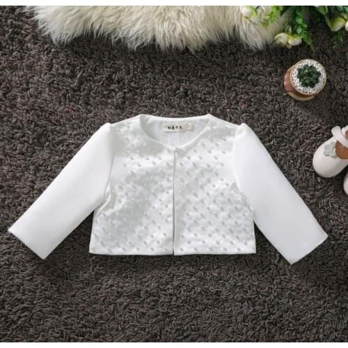 White Kids Girls Half Sleeve Satin Beaded Closure Bolero Cardigan Short Jacket for Pageant Wedding Party Cape