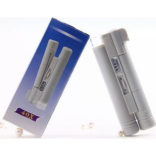 Free DHL Fedex 50pcs/lot Portable White LED Light Illuminated Magnifier 40X Microscope