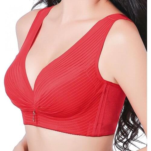 Wire free bra Sexy and comfortable large size bras push up for women Two rows of buckles