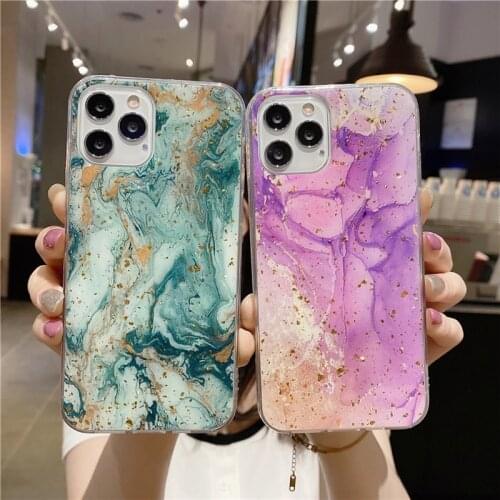 Lovebay Marble Case For iPhone 12 Pro Max 11 Pro Max 7 8 Plus SE 2020 Luxury 12 Mini NEW Bling Glitter Soft TPU Epoxy Back Cover