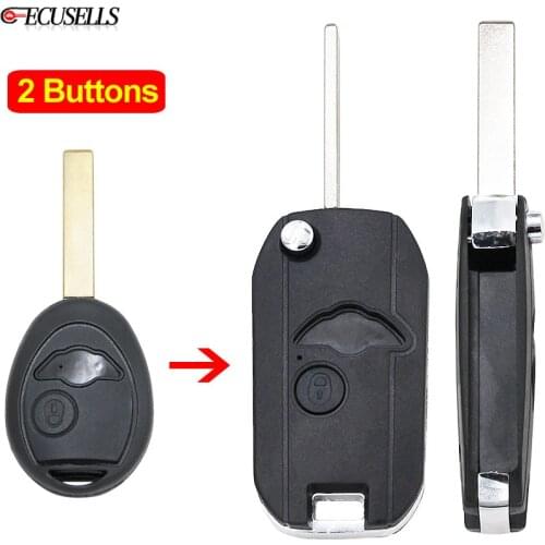 2 Button Folding Flip Remote Key Shell Case Smart Car Key Housing Uncut Blade For BMW Mini Cooper R50 R53 2002 2003 2004 2005