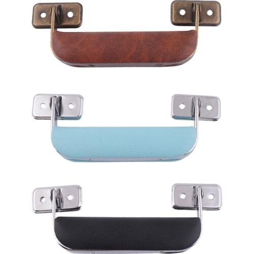 Black Leather Luggage Case Cabinet Handles Suitcase Drawer Handle Box Puller Handle Holder Cupboard Hardware Luggage Accessories