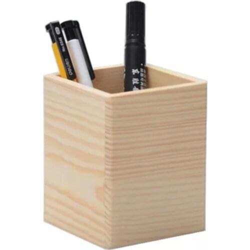Wooden Remote Control Storage Pen Phone Holder 1/2 Grid Organizer Desktop Office M17F