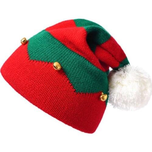 Childrens Hats Autumn And Winter New Christmas Hats, Striped Bells Knit Knit Knit Wool Hats, Halloween Gifts Christmas Hats