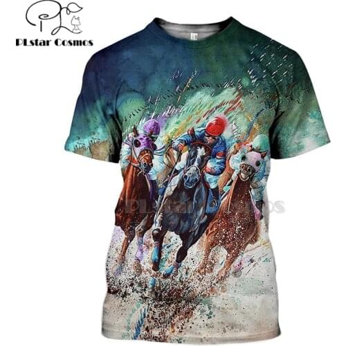 2020 New Fashion Men tshirts 3D Print t shirt Animal horse horserace Creative Art t shirt tees shorts sleeve Apparel Unisex -1
